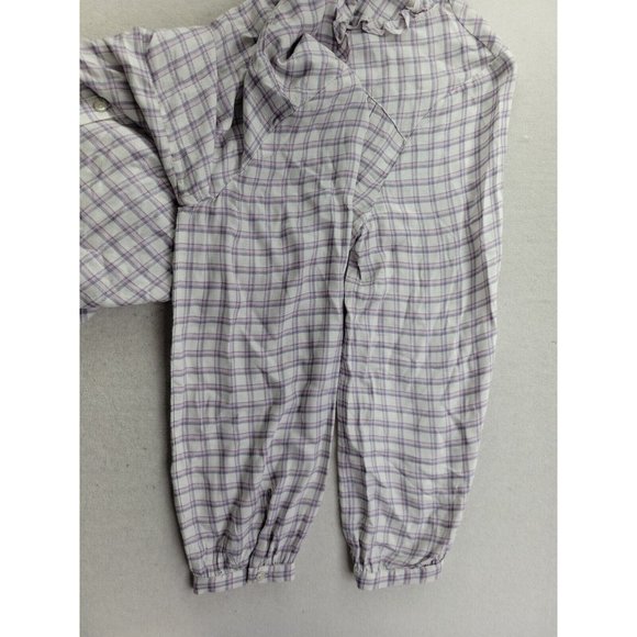 NEW - Talbots Women Petite Lp White Pink Plaid Button Up Ruffle Neck Western - Picture 5 of 7